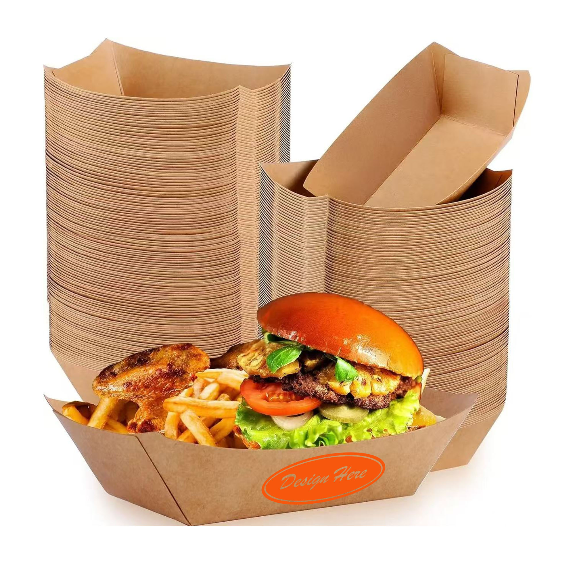 Sustainable Kraft Paper Boat Box for Fries & Fast Food Use 3