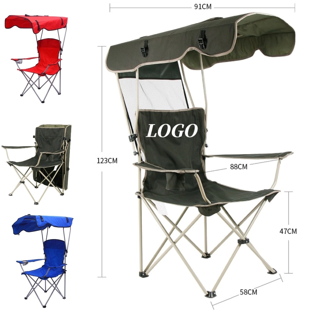 Foldable Beach Chair w/ Sunshade 7
