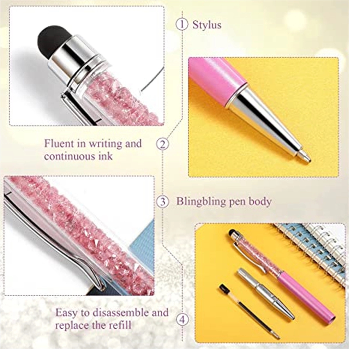 2-in-1 Diamond Stylus Slim Capacitive Writing Pens Touch 1