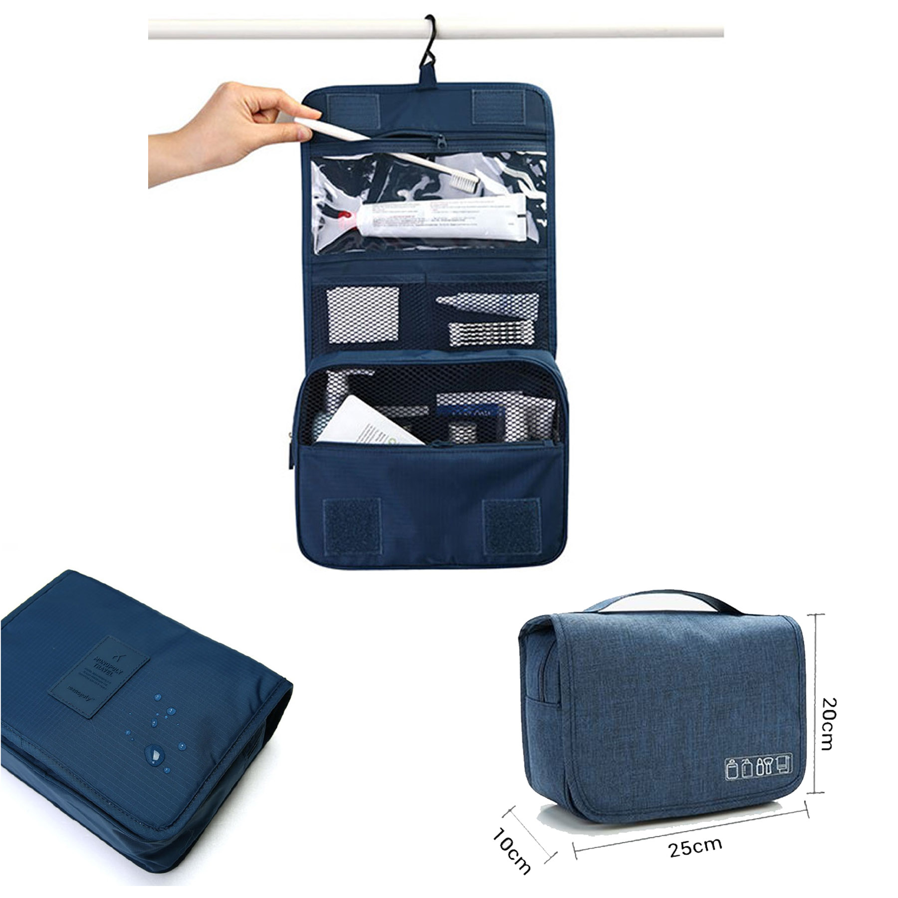 Hanging Travel Toiletry Bag with Hook Accessories Bathroom Makeup 2