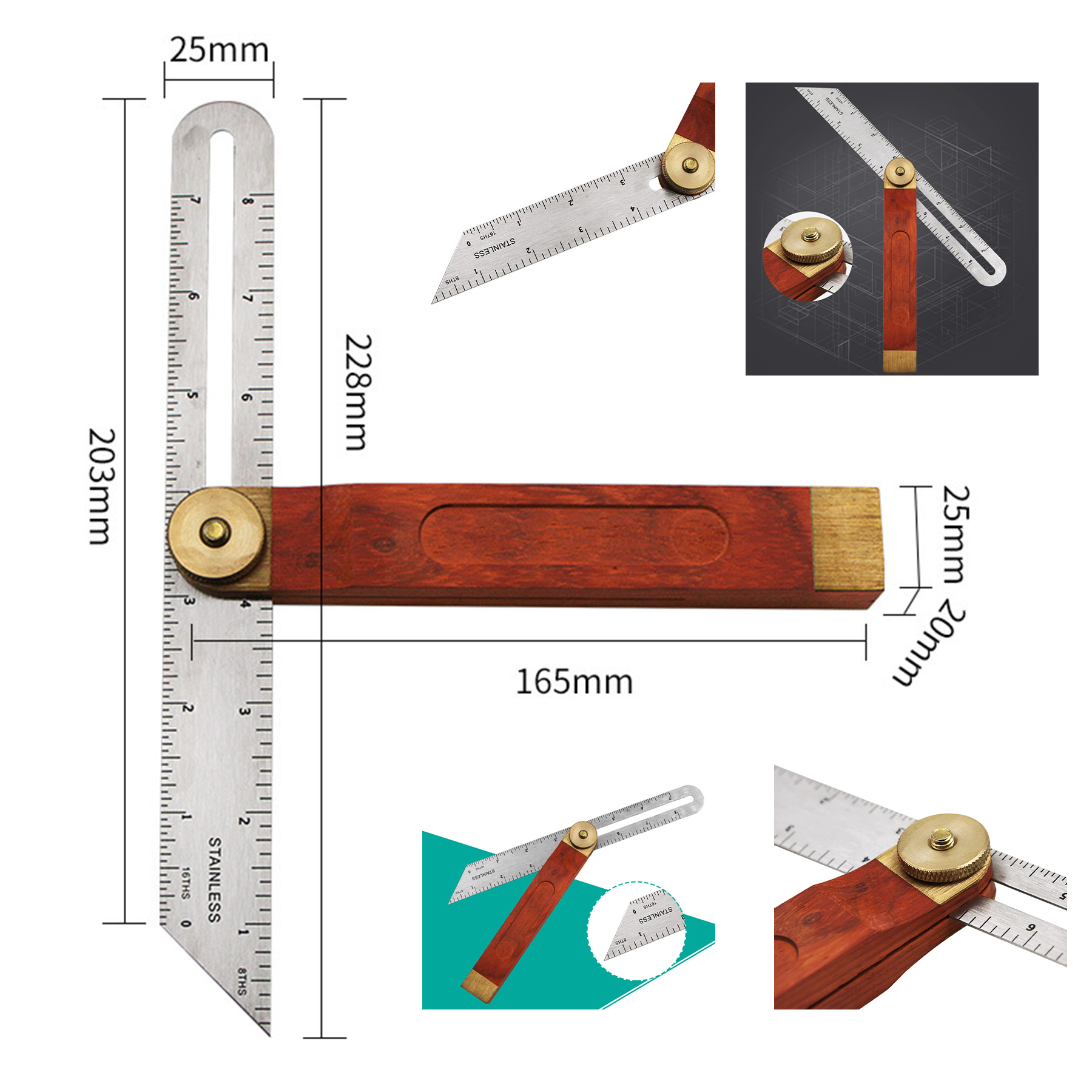9inch Stainless Steel Sliding Angle Ruler 2