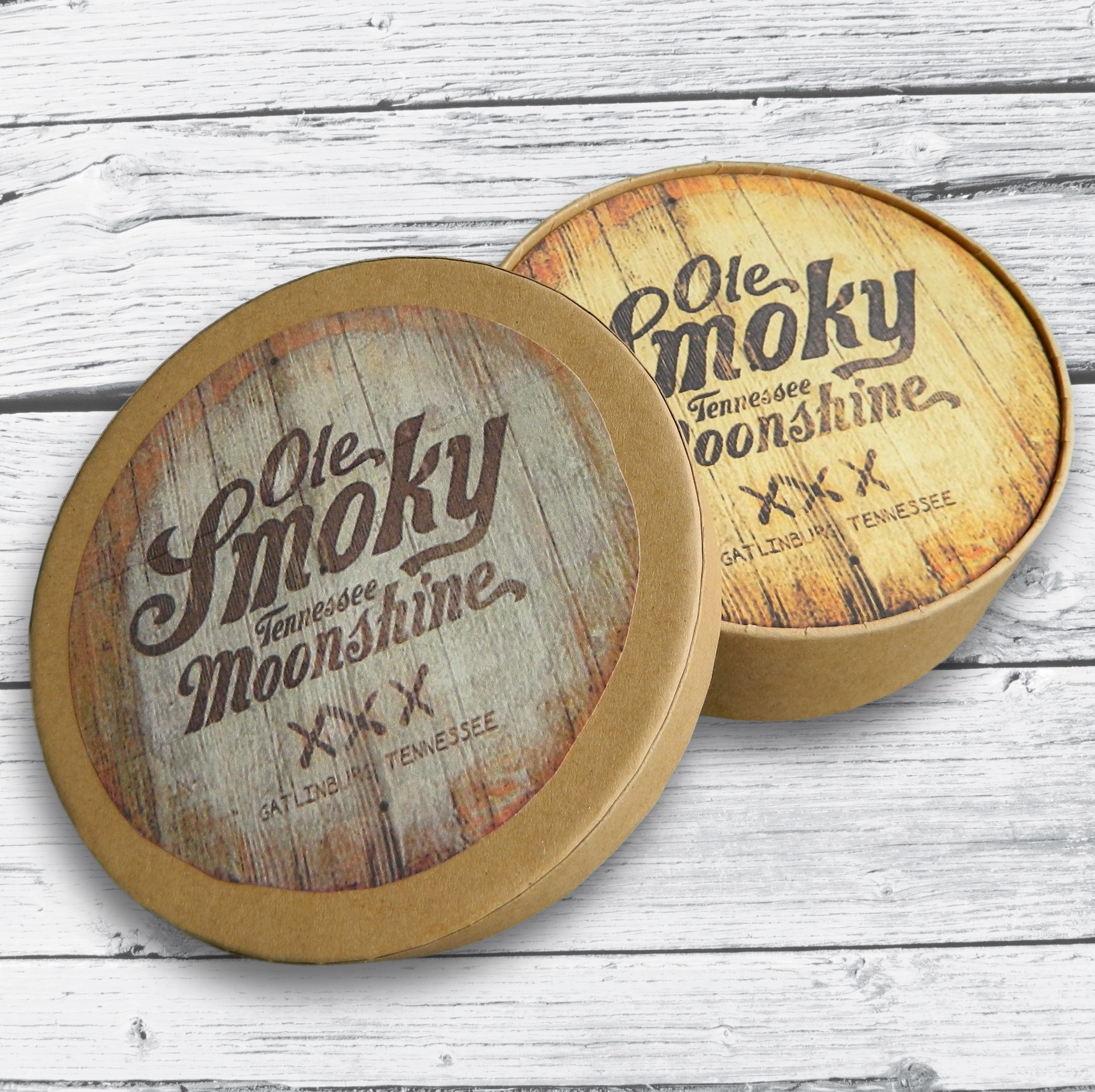 4 Round Absorbent Stone Coaster Gift Box Set with Printed Label 6