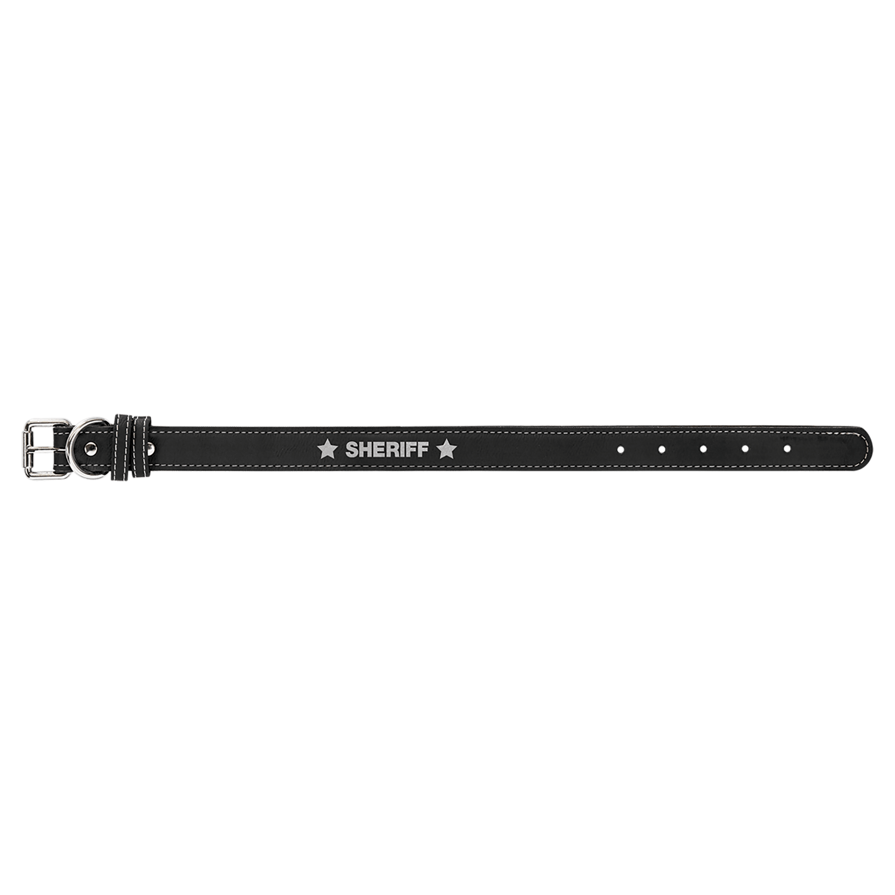 15" x 3/4" Black/Silver Leatherette Dog Collar 2