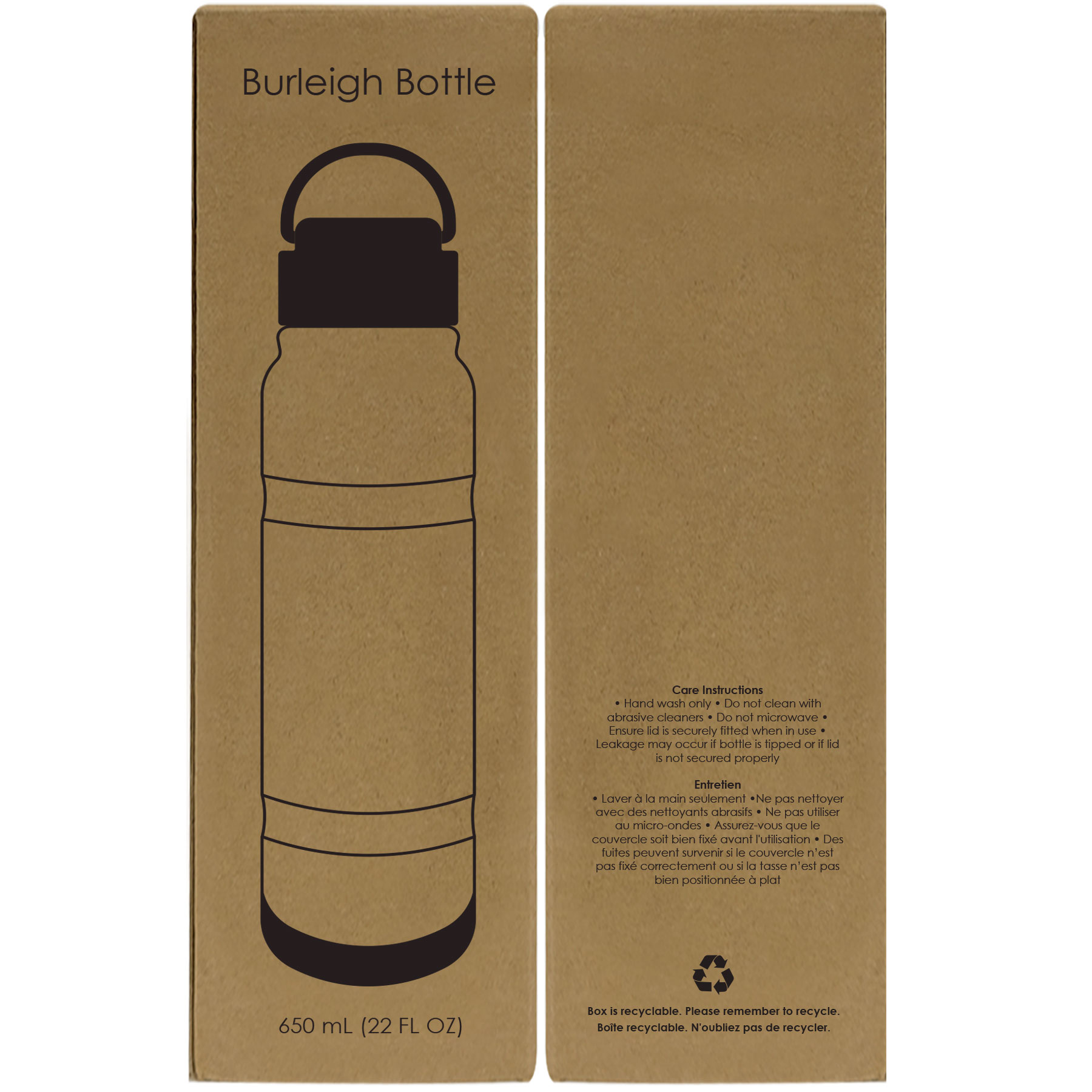 Burleigh Stainless Steel Bottle 650 Ml. (22 Fl. Oz.), custom water bottle with logo imprint 2