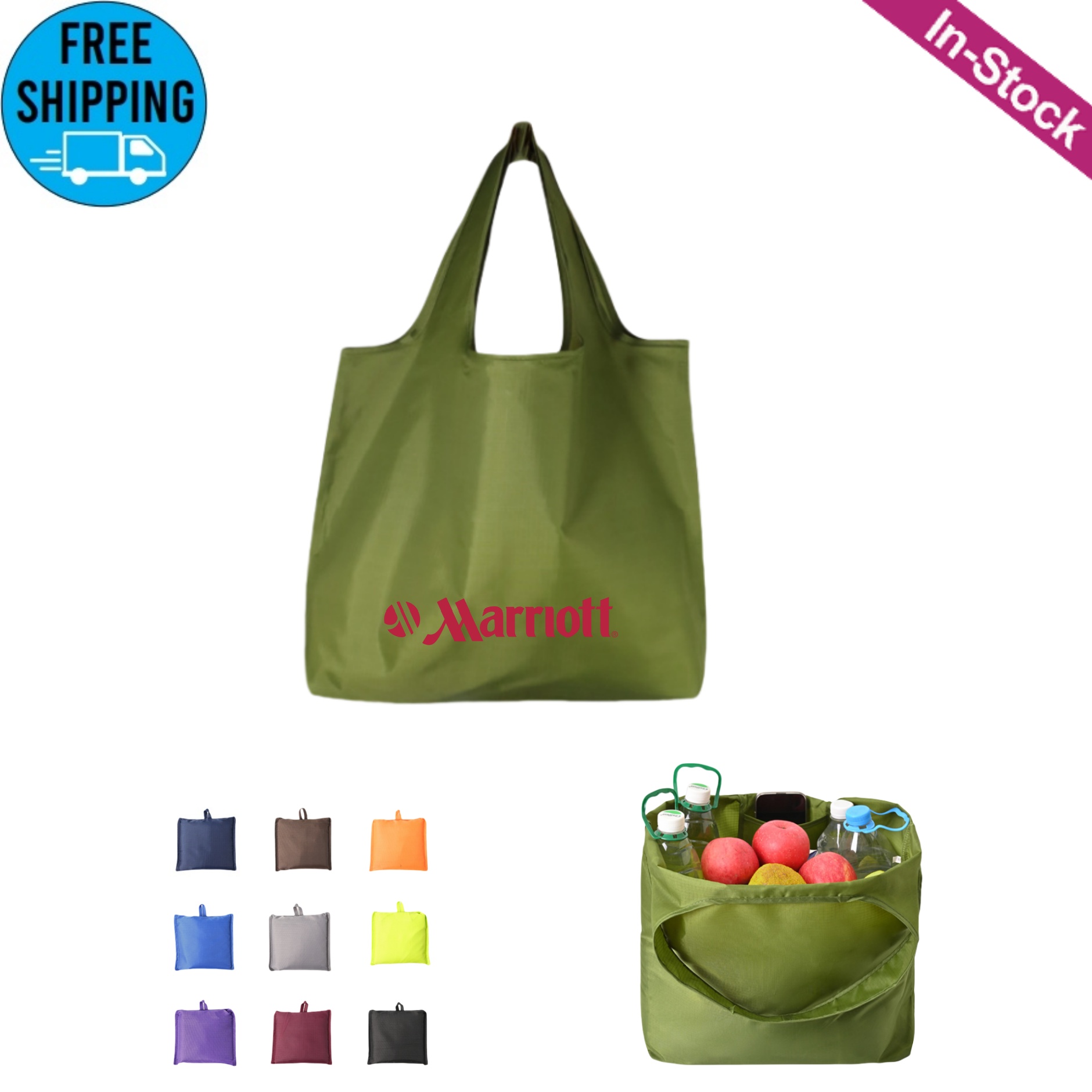 Foldable Reusable Oxford Grocery Bags, custom tote bag with logo imprint 11