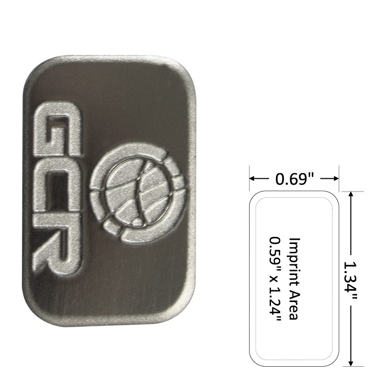 Rectangle 0.69" Polished Nickel Etched Lapel Pin - USA Made 2