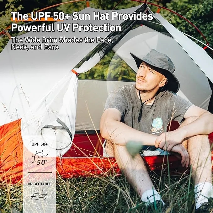 Outdoor Fishing Wide Brim Sun Bucket Hat w/ Embroidery 1