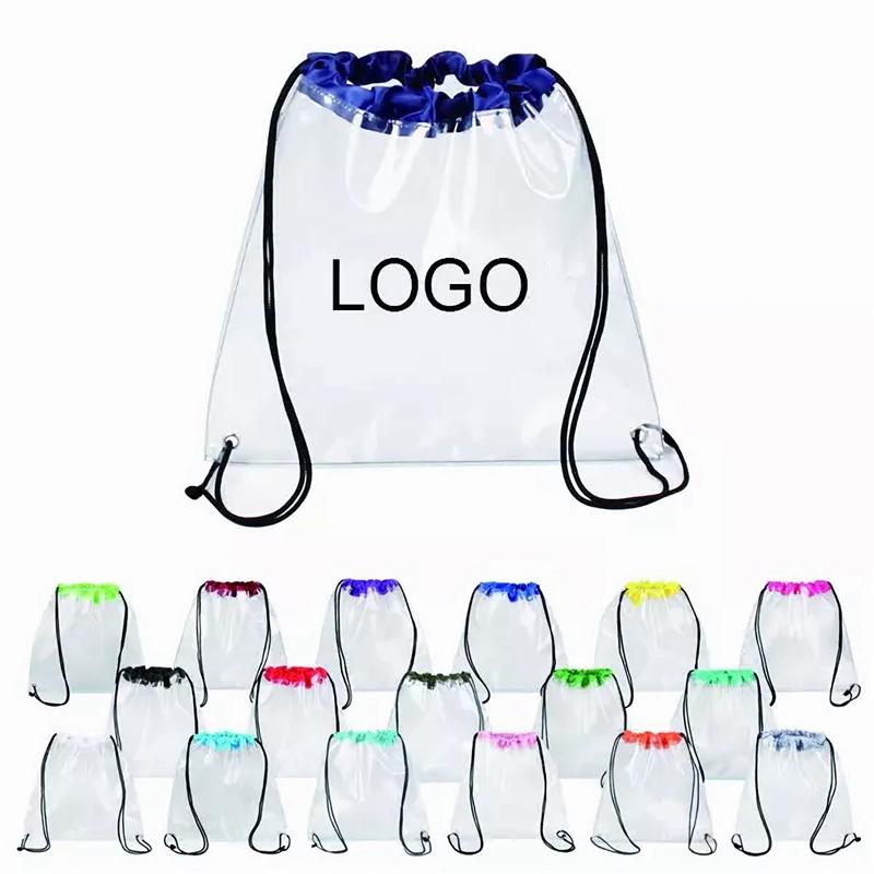 Clear PVC Drawstring Backpack W/ Grommets (14" W x 17" H) 2