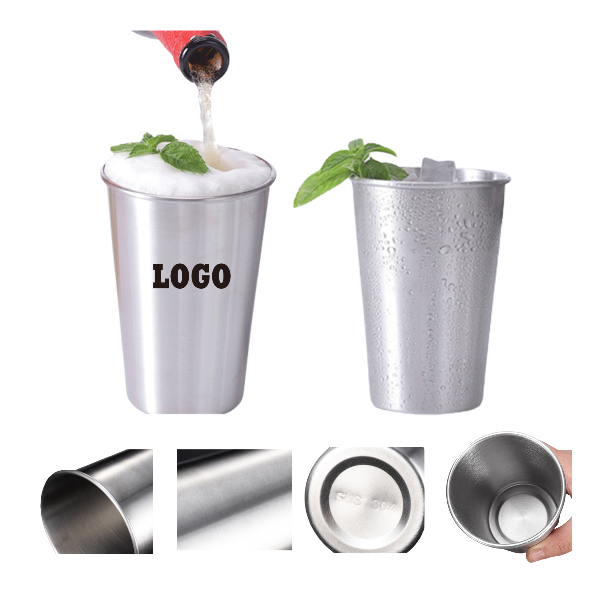 16oz Shatterproof Tumbler Stainless Steel Pint Cup MOQ100 1