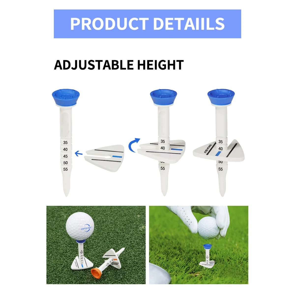 Golf Tees Adjustable Height Triangular Directional Design 3