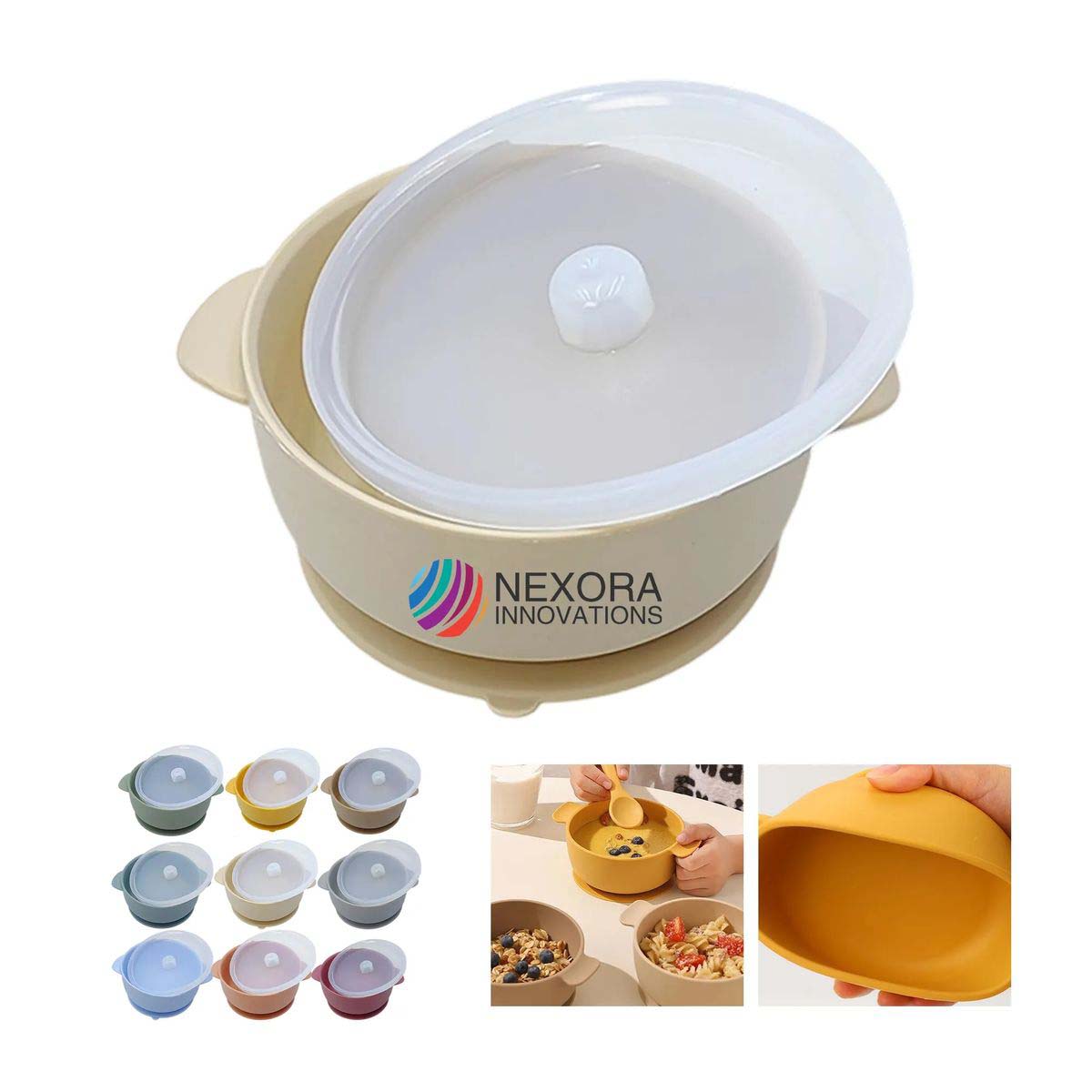 Silicone Baby Bowl Leakproof Lid Suction Base 19