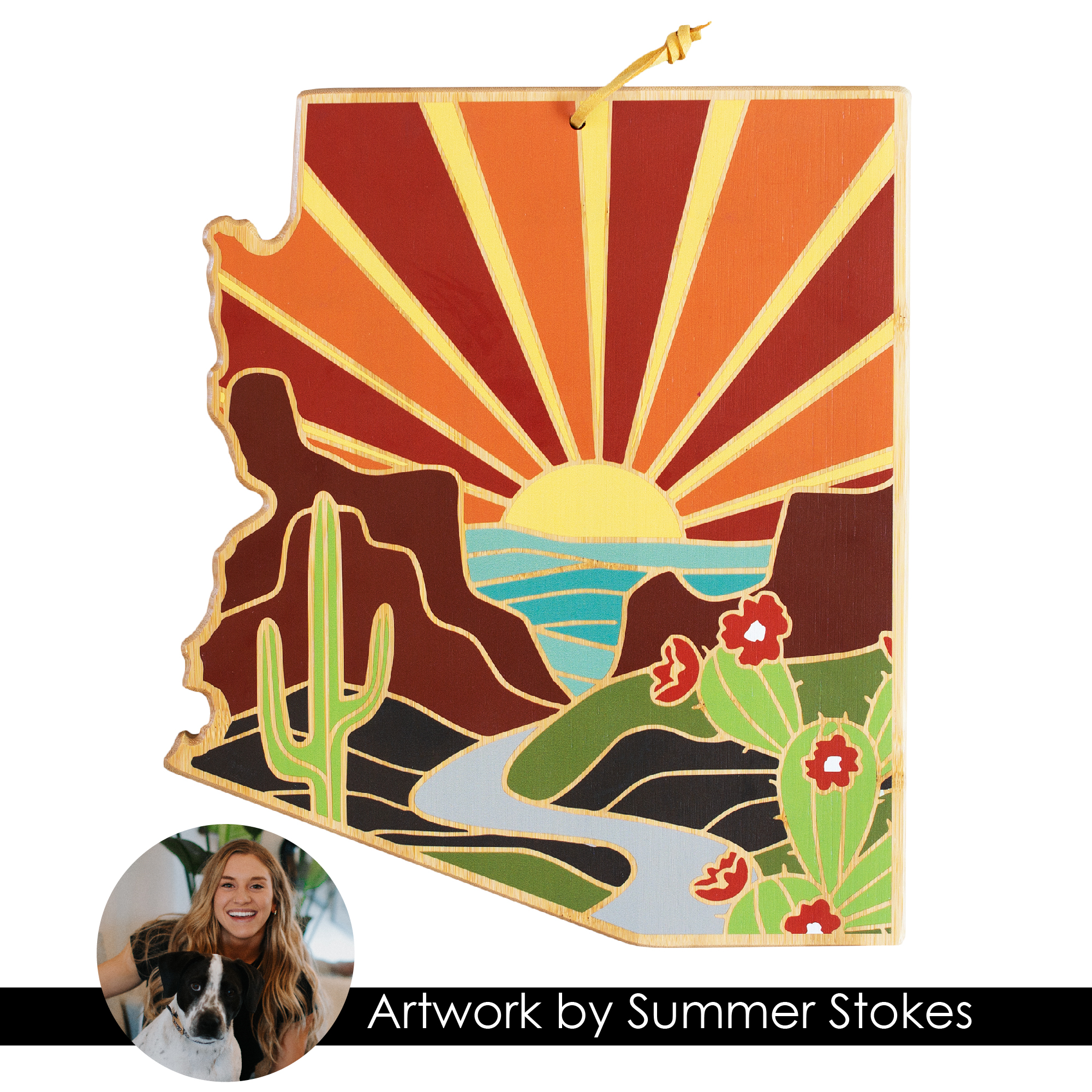 Arizona State Shaped Cutting and Serving Board with Artwork by Summer Stokes 4