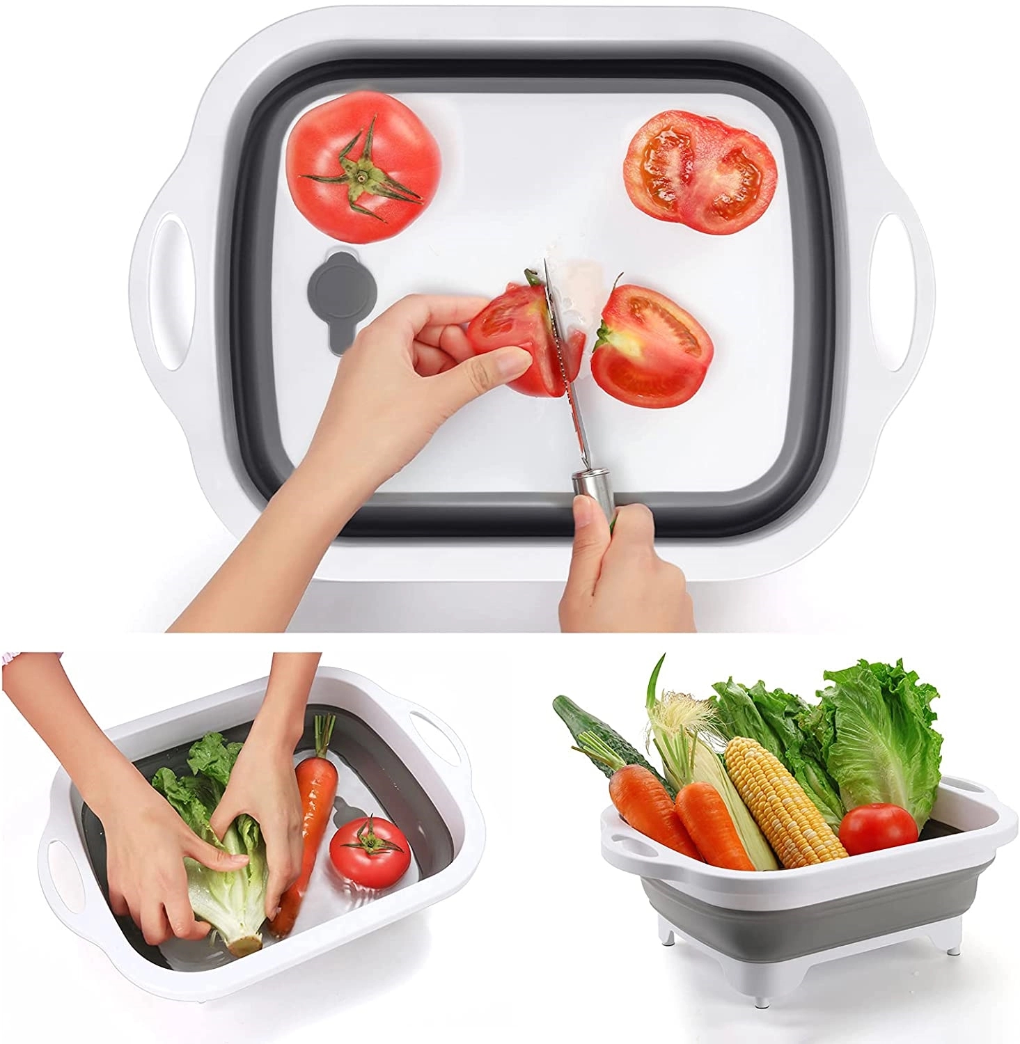 3 in 1 Collapsible Cutting Board, Washing Drain and Storage 2