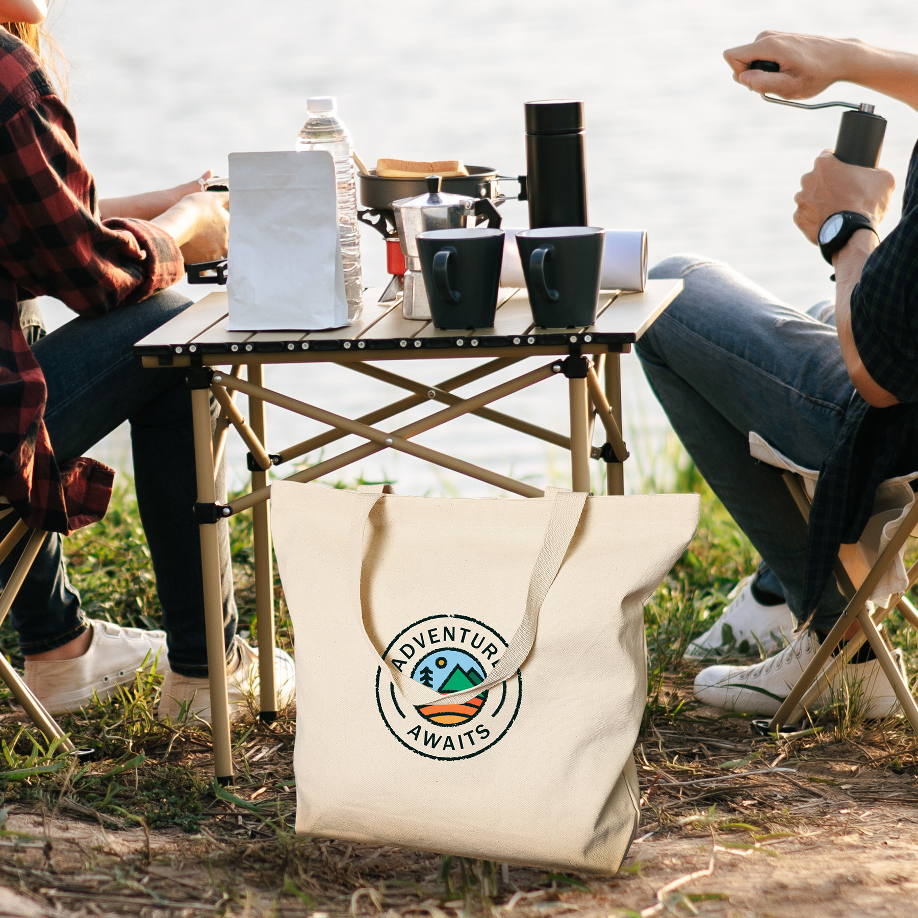 10 oz Cotton Canvas Tote Bag: 18" W x 15.5" H x 4" D 3