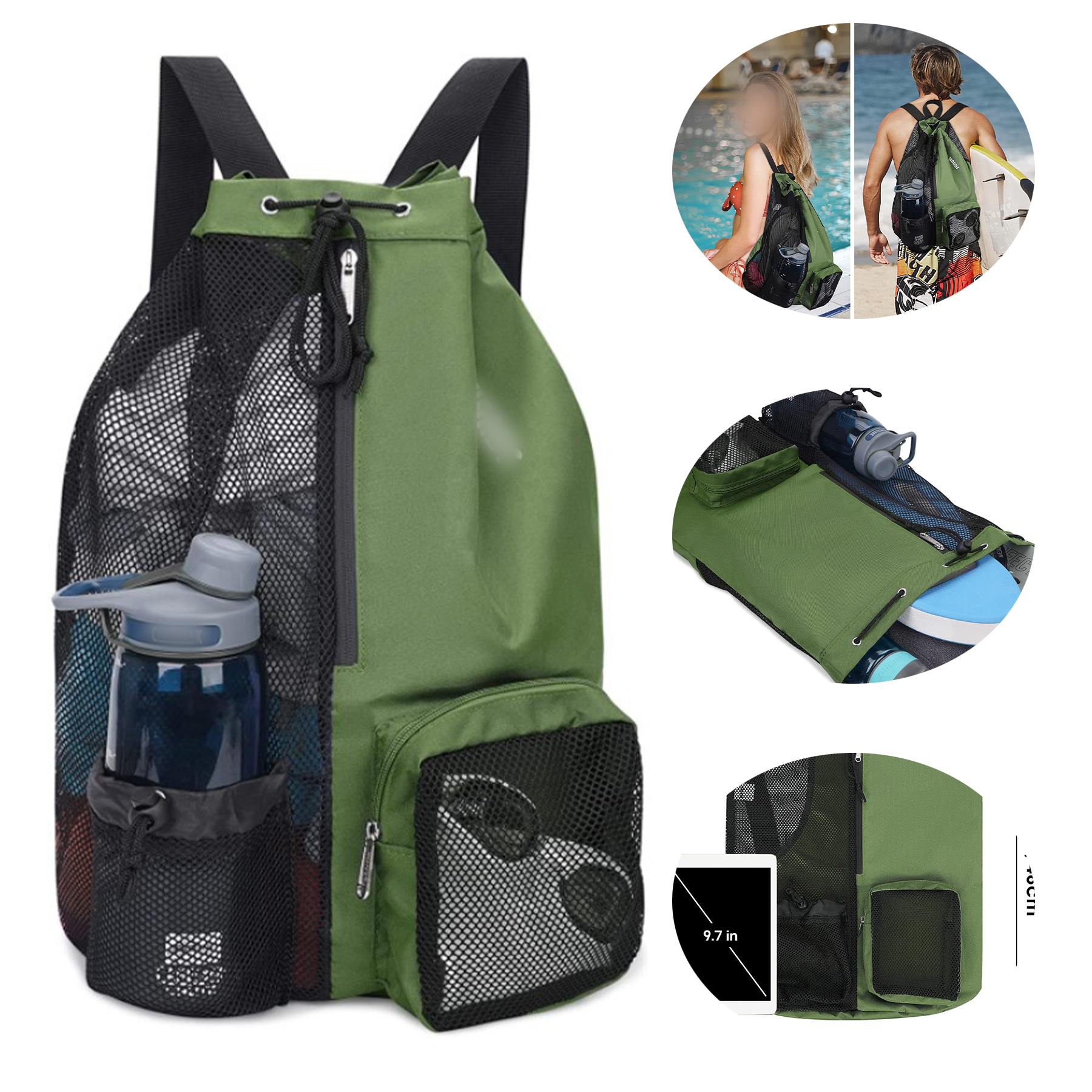 Swim Bag Mesh Drawstring Backpack 2