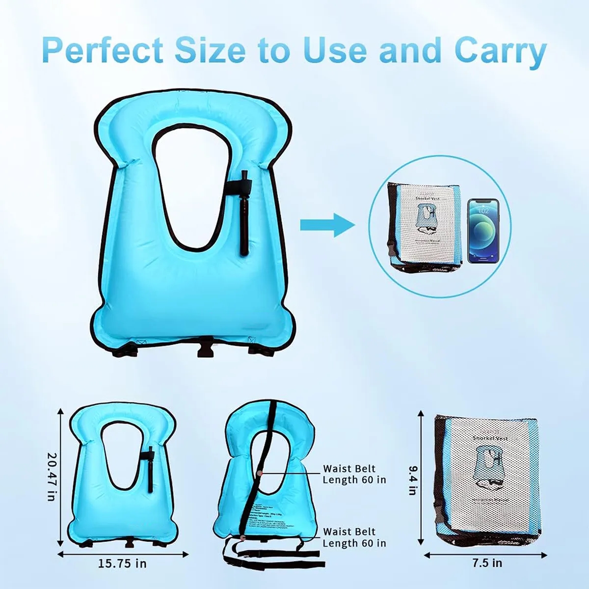 Durable Adjustable Diving Swimming Inflatable Snorkel Vest 1