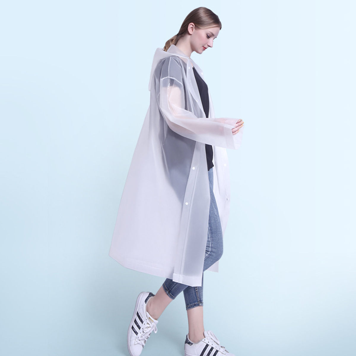 Transparent Reusable EVA Raincoat 3