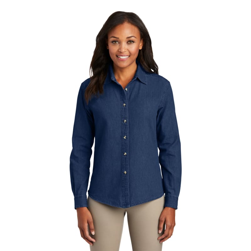 Port & Company Women's Long Sleeve Value Denim Shirt. 6