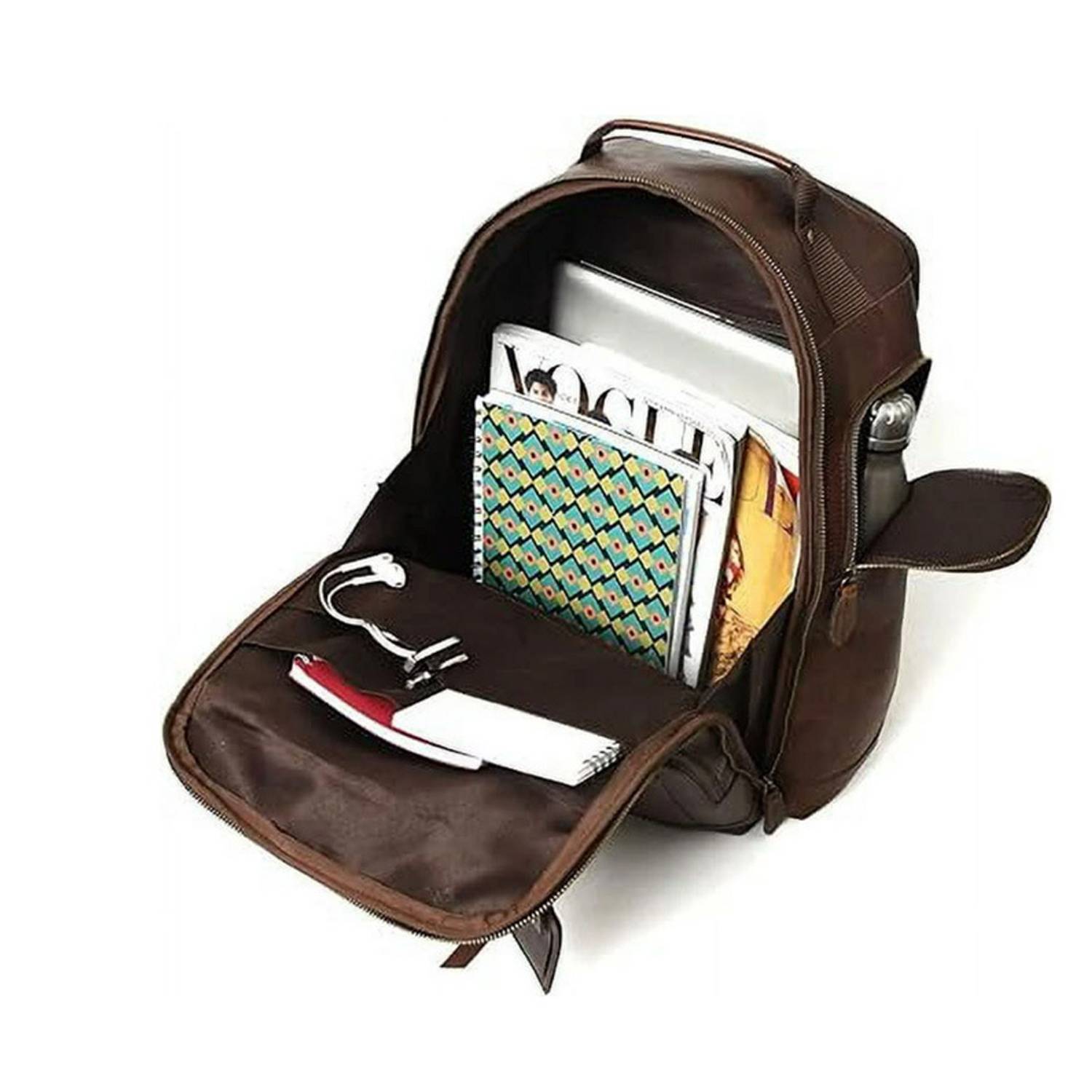 Vintage PU Leather Large Capacity Backpack 6