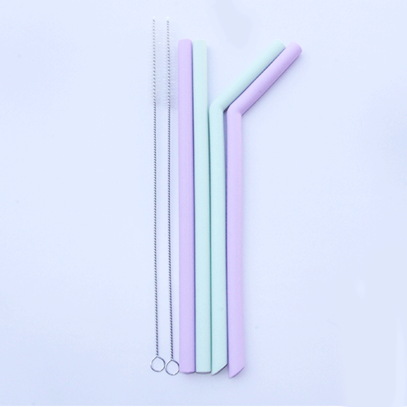 Bent Silicone Straw Set 2