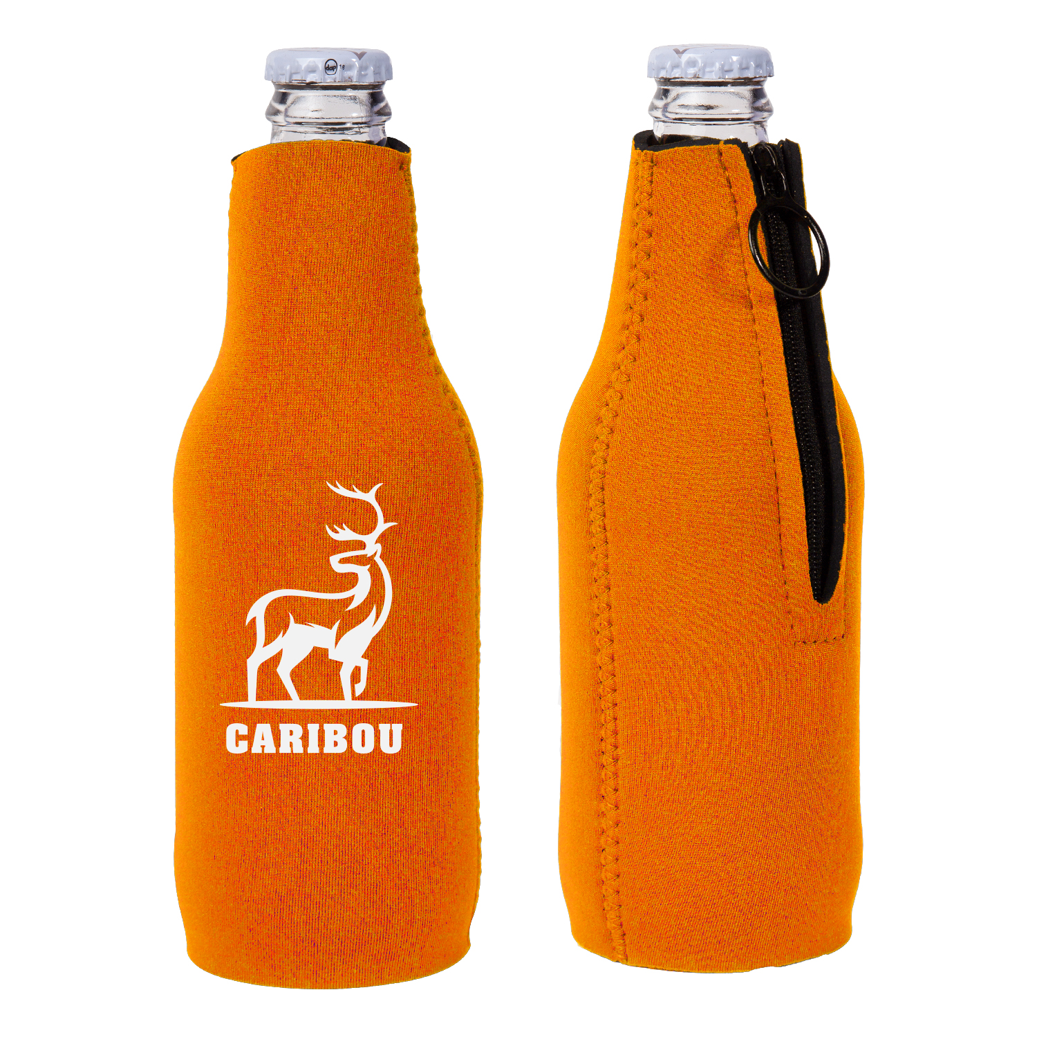 Neoprene Zipper Beer Bottle Cooler (1 Color Imprint) 3