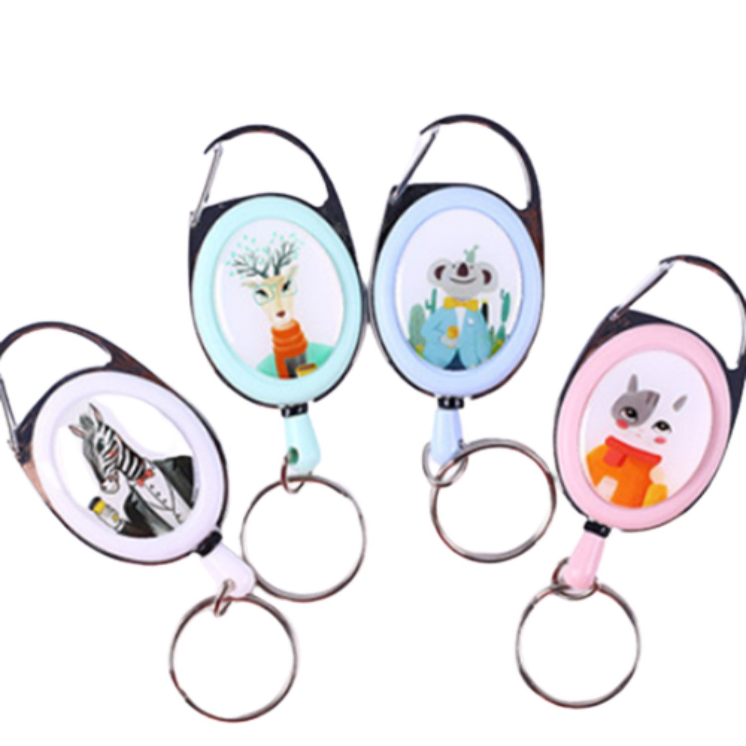 Front Concave Surface Oval Carabiner Badge Reel w/ Belt Clip 1