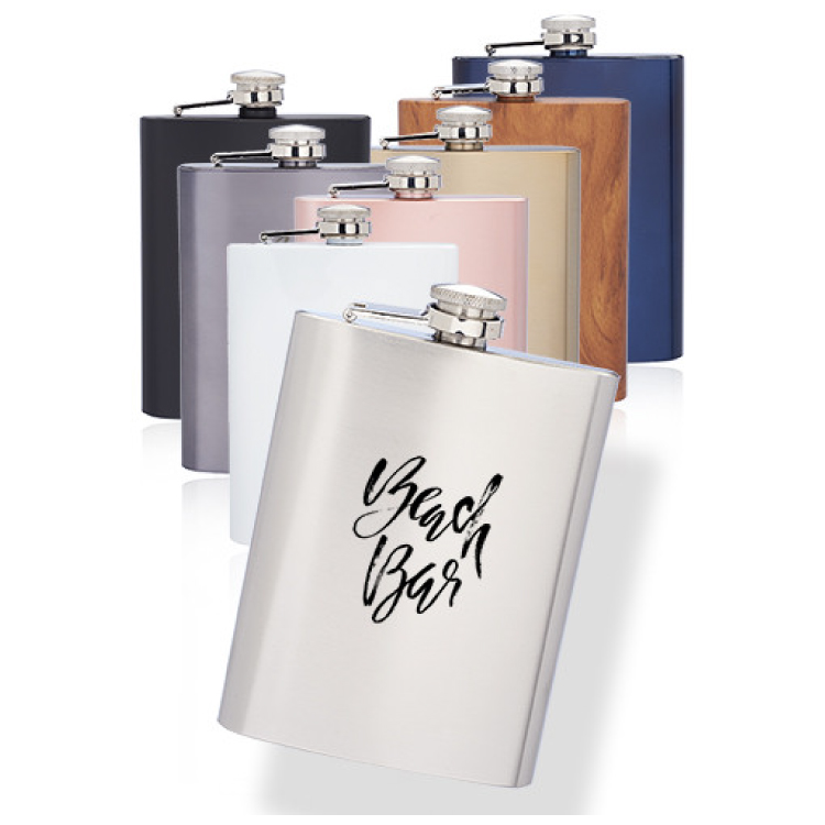 8 oz Verano Stainless Steel Hip Flask, custom water bottle with logo imprint 7