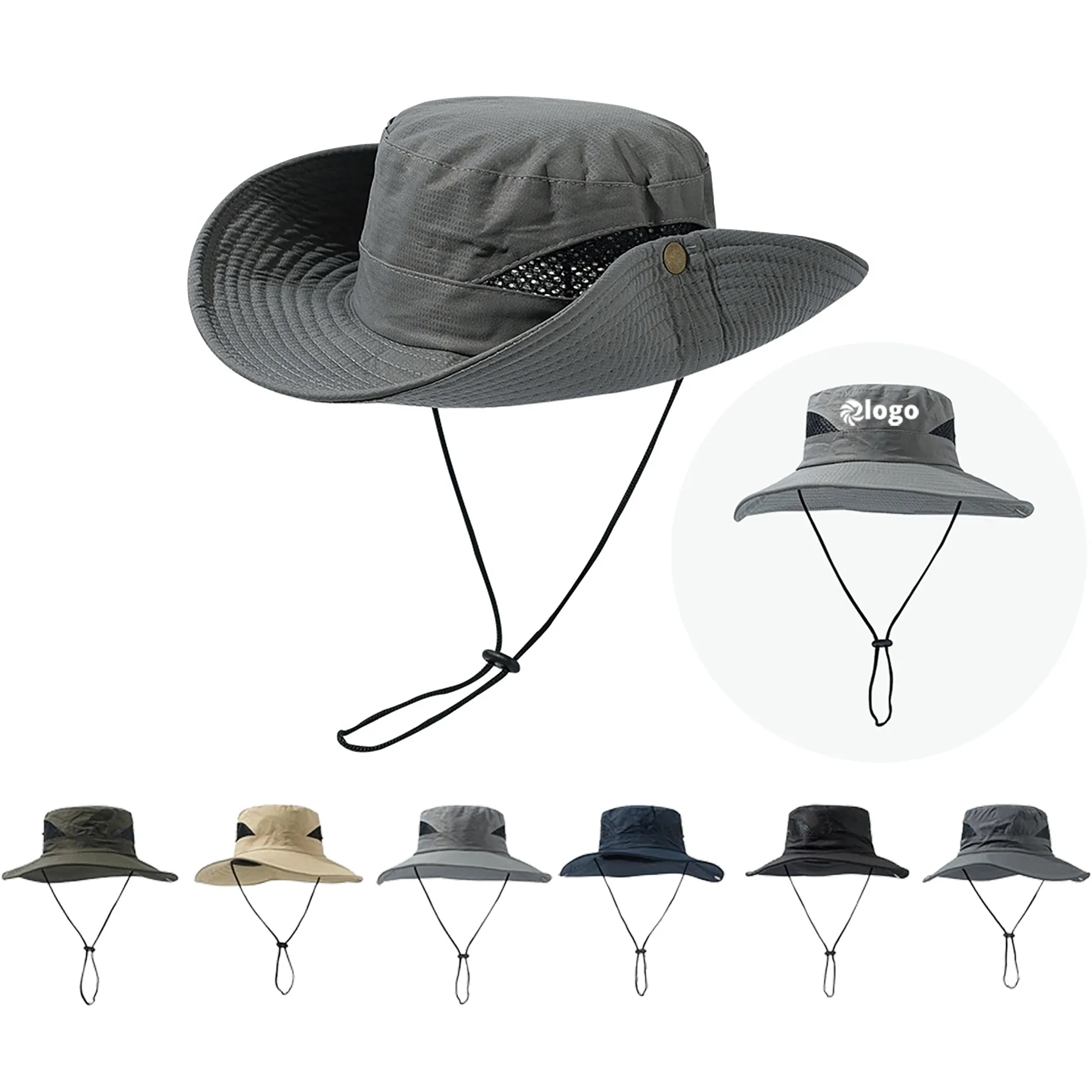 Wide Brim UV Protection Mesh Sides Bucket Fishing Hat 6