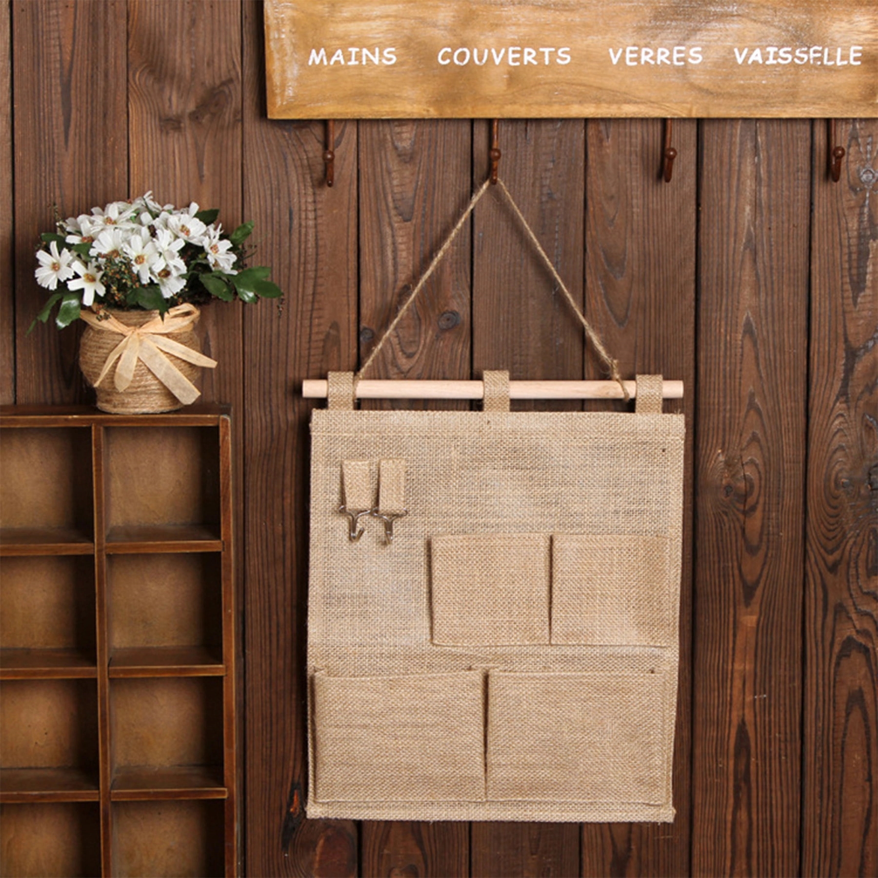Eco Jute Hanging Storage Pockets 3
