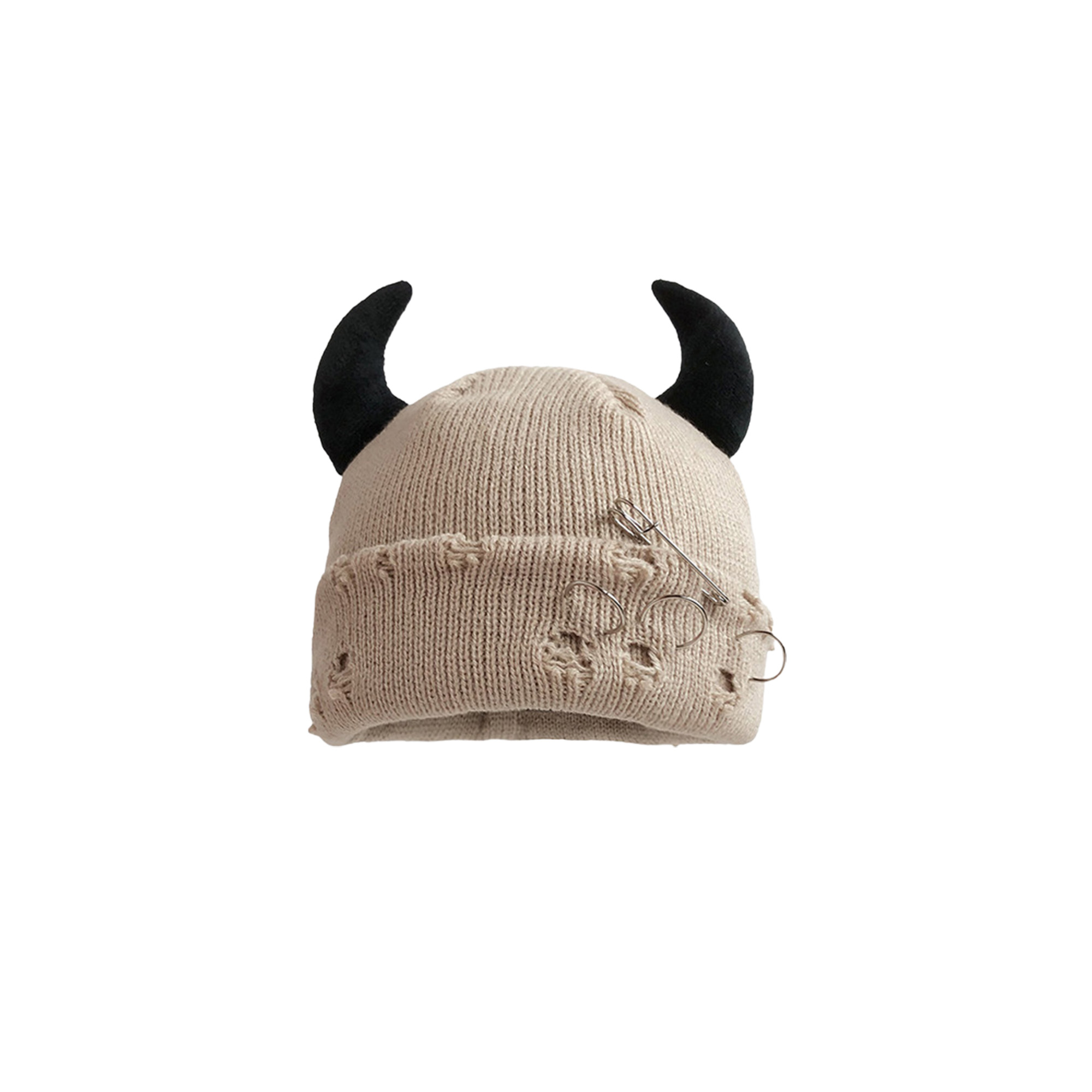 Custom Logo Horned Winter Knitted Hat 11