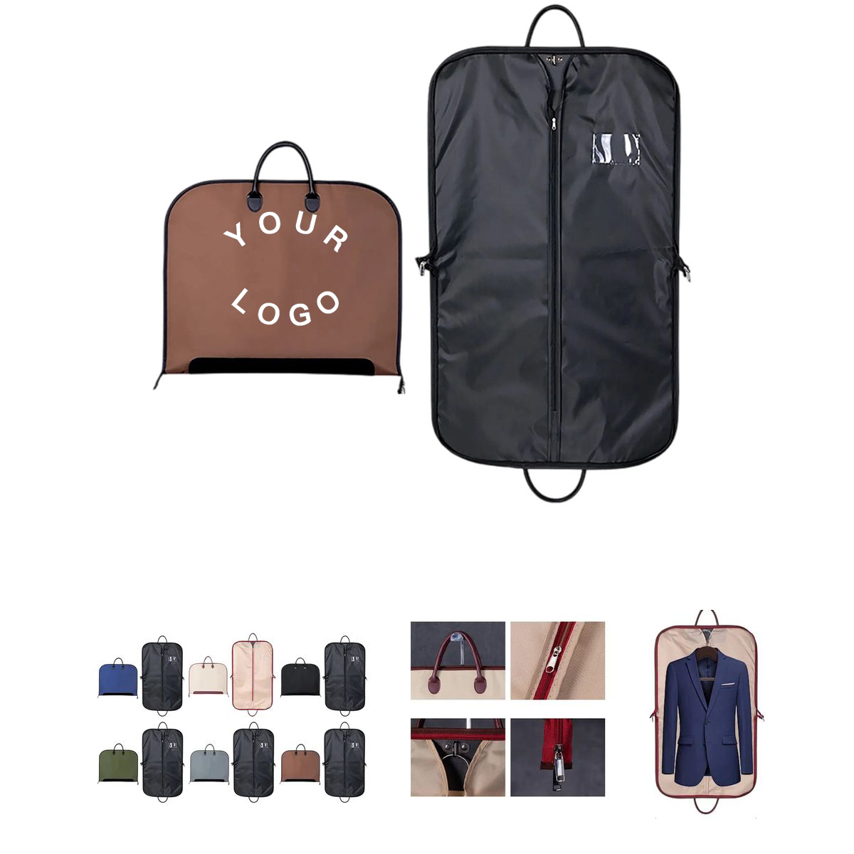 Oxford Travel Garment Bag with Leather Handles 14