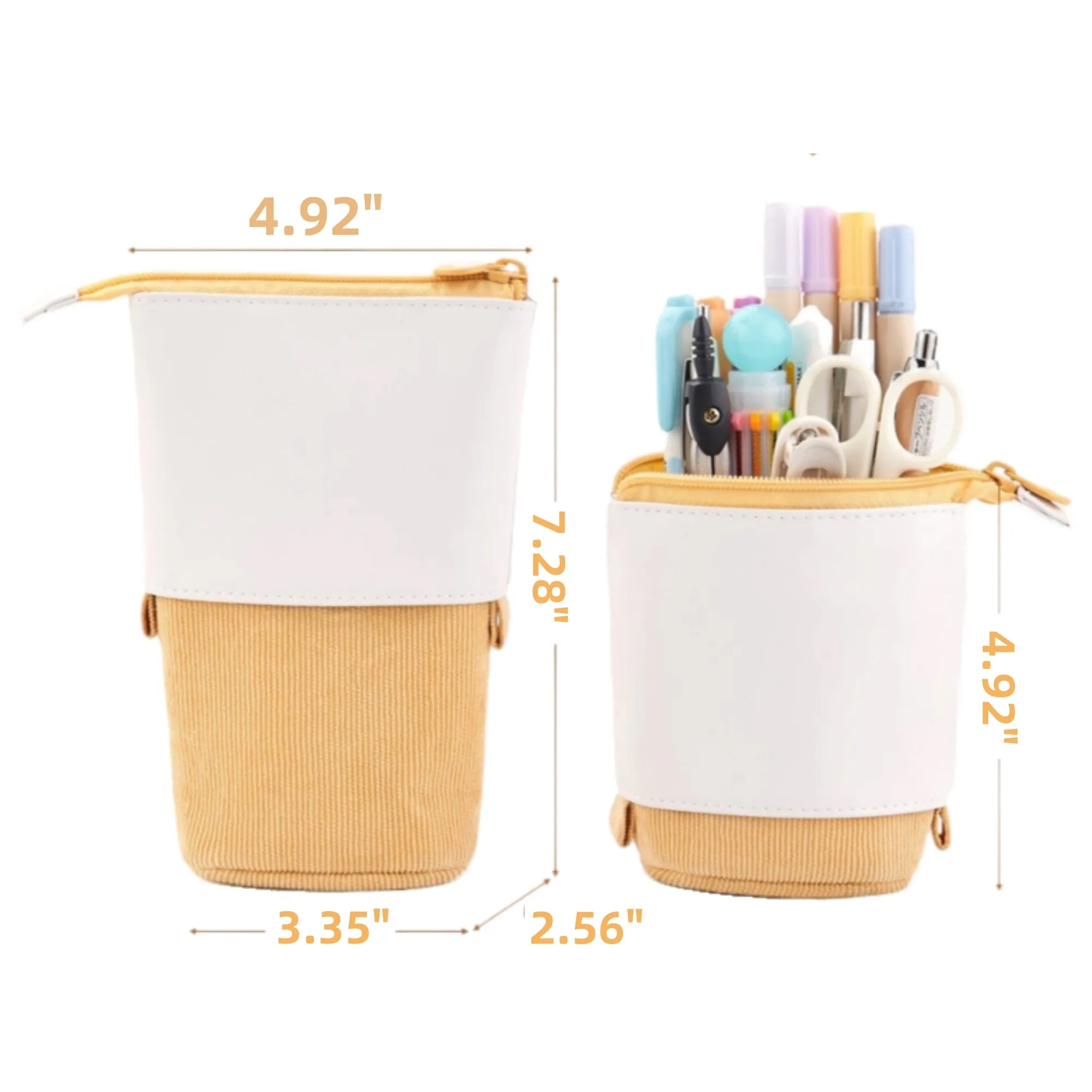 Multifunctional PU Corduroy Retractable Pencil Case 8