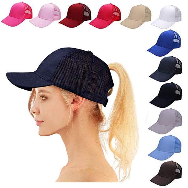 Adjustable Ponytail Mesh Baseball Cap 1