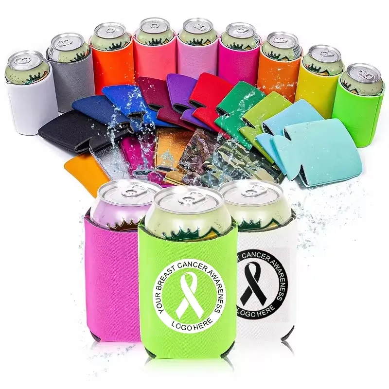 Breast Cancer Awareness Neoprene Can Coolers, custom koozie with logo imprint 3