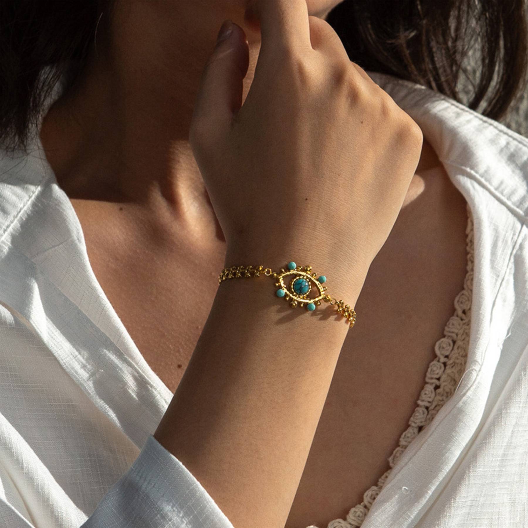 Steel Bohemian turquoise bracelet 2