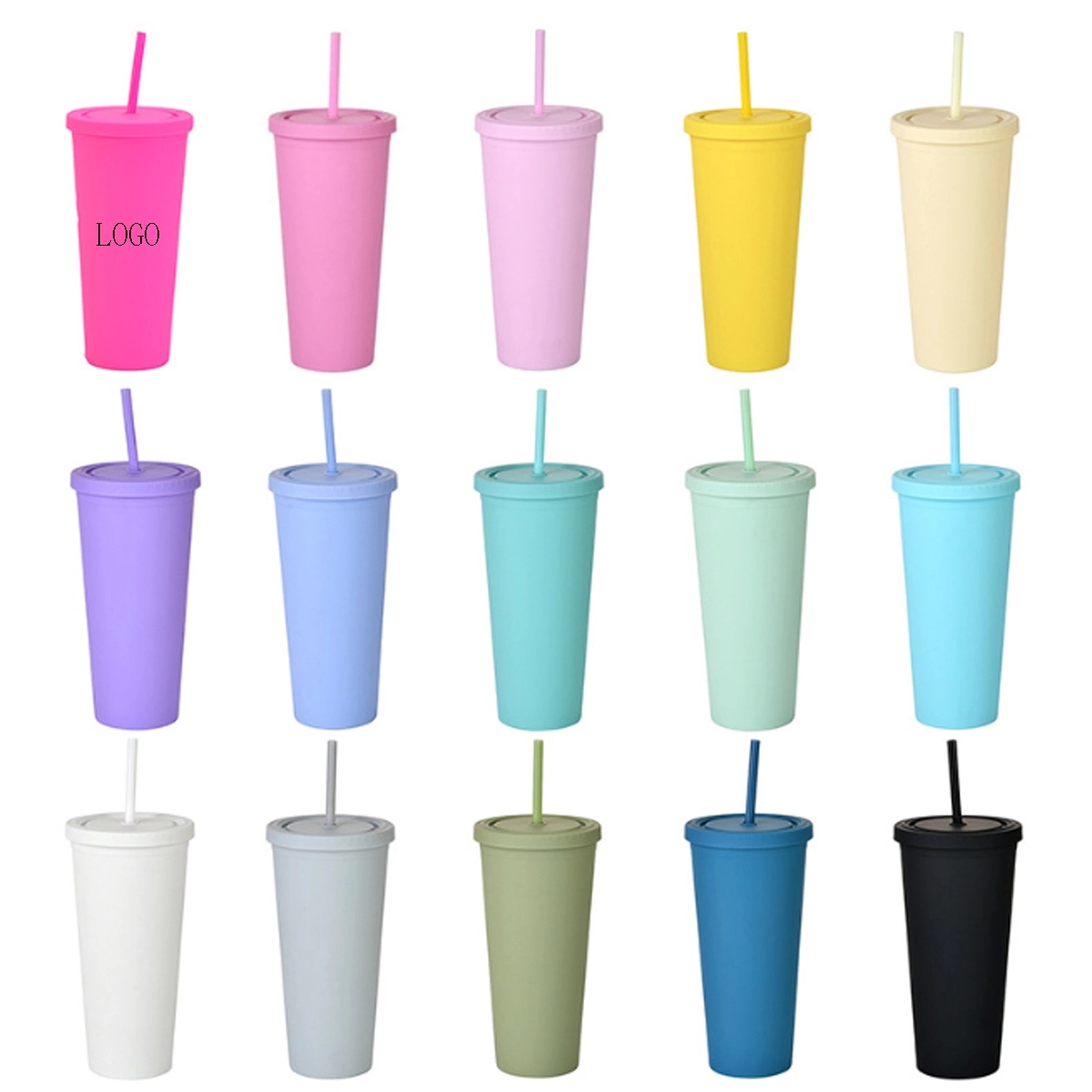 16 Oz Acrylic Tumbler With Lids And Straws 3
