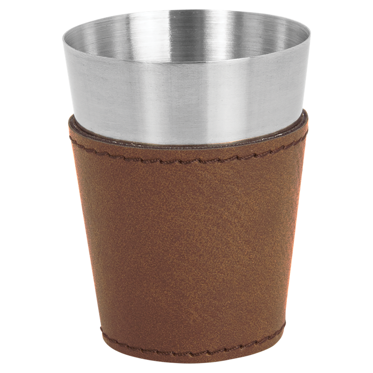 2 oz. Dark Brown Leatherette & Stainless Steel Shot Glass 2