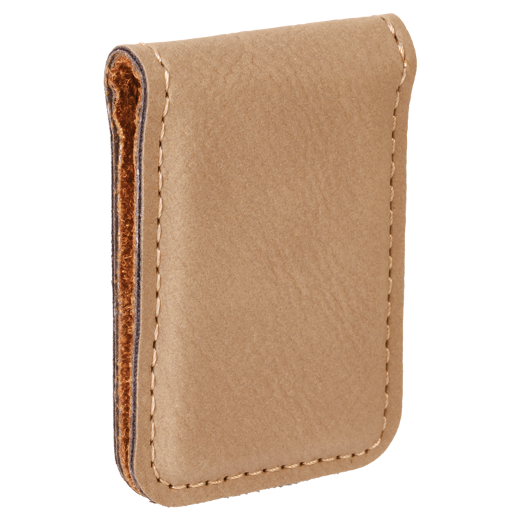 1 3/4" x 2 1/2" Light Brown Leatherette Money Clip 1