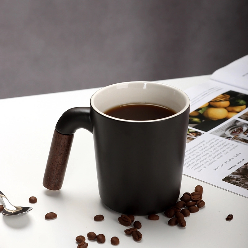 12 OZ. Custom Wooden Handle Ceramic Coffee & Milk Drink Mug 10