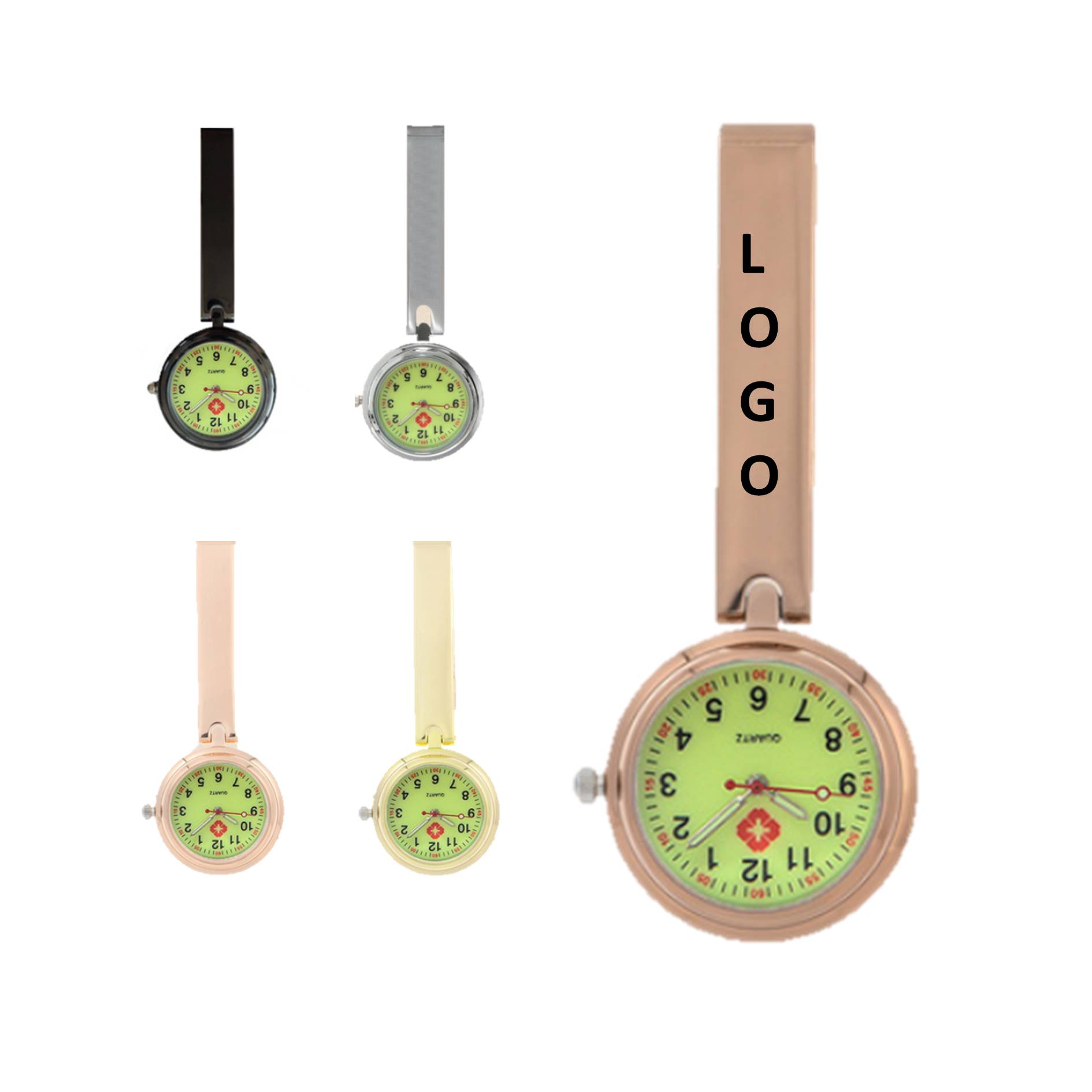 Luminous Stainless Steel Clip Brooch Nurse Watch 1