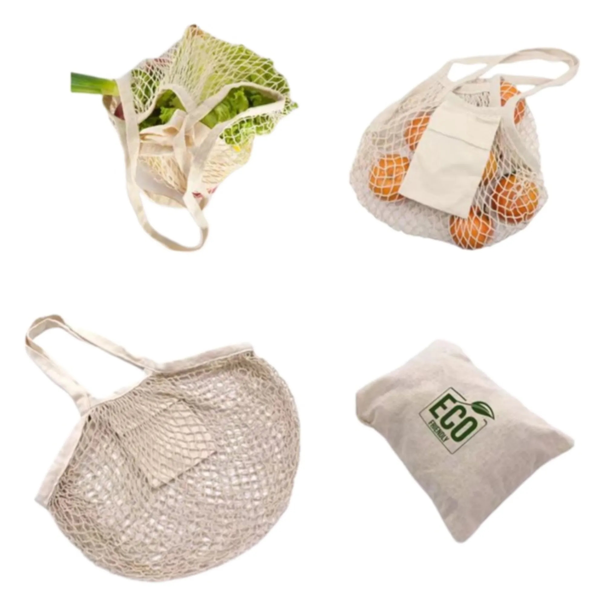 Cotton Net Shopping Tote Bag Portable, custom tote bag with logo imprint 3