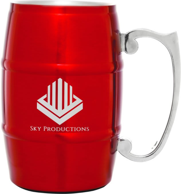 17 oz. Red Stainless Steel Barrel Mug with Handle 1