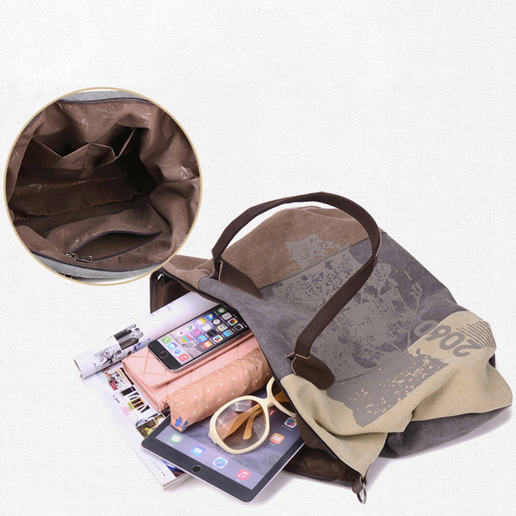 Canvas Shoulder Handbag Tote Shopper Bag For Women, custom tote bag with logo imprint 6