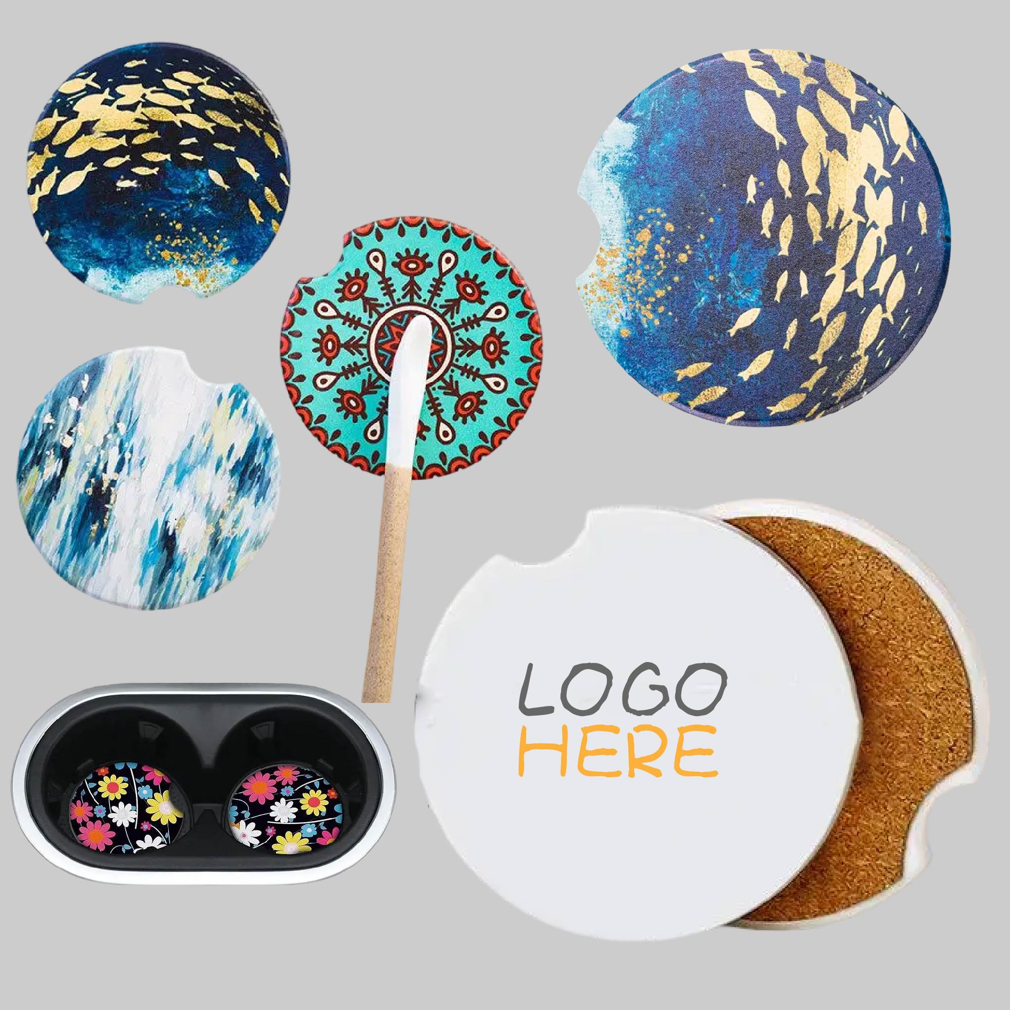 Absorbent Car Coaster With Cork 2