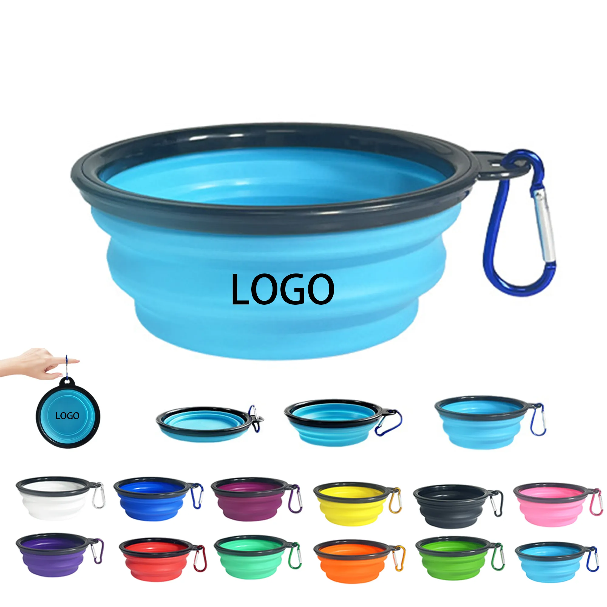 MOQ 50 12oz Foldable Pet Travel Bowl with Silicone Design 4