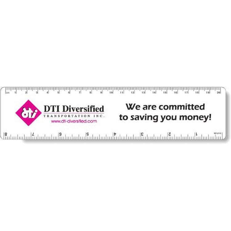 .020 White Plastic Rulers 1.88"x8.25" Rectangle / Round Corner, Spot Colour