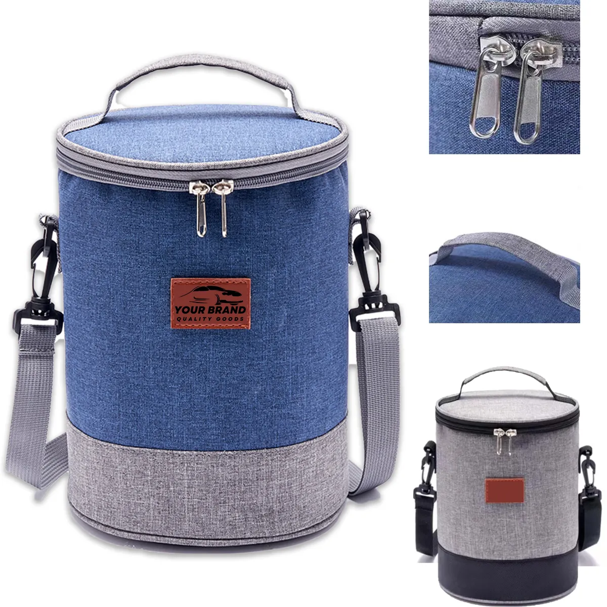 Cylindrical Insulated Waterproof Large Portable Lunch Bag 3
