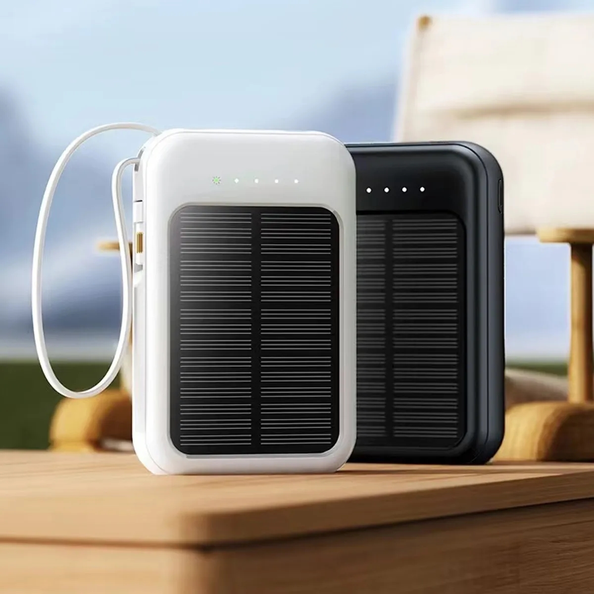 3 In 1 Solar Power Bank W/ Built In Cables And LED Indicator 3
