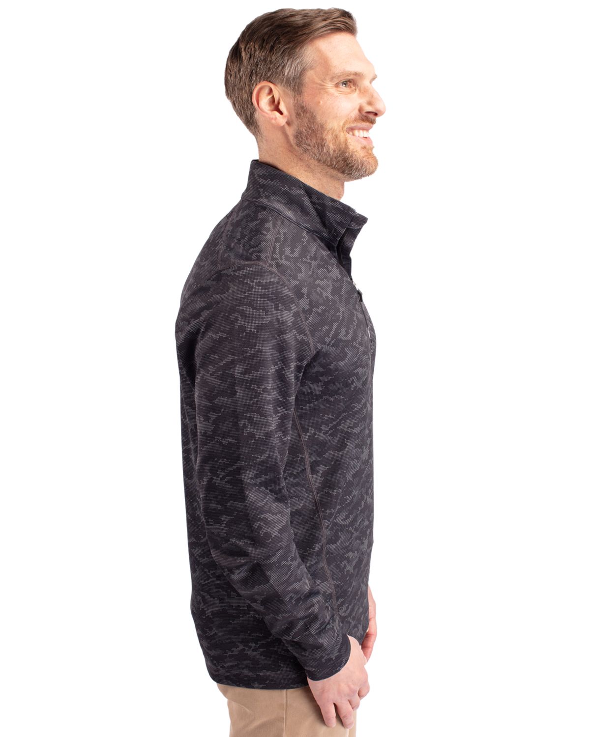 Traverse Stretch Eco Camo Print Quarter Zip Mens Pullover