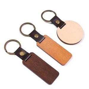 Engraved Wooden w/ Leather Keychain 1
